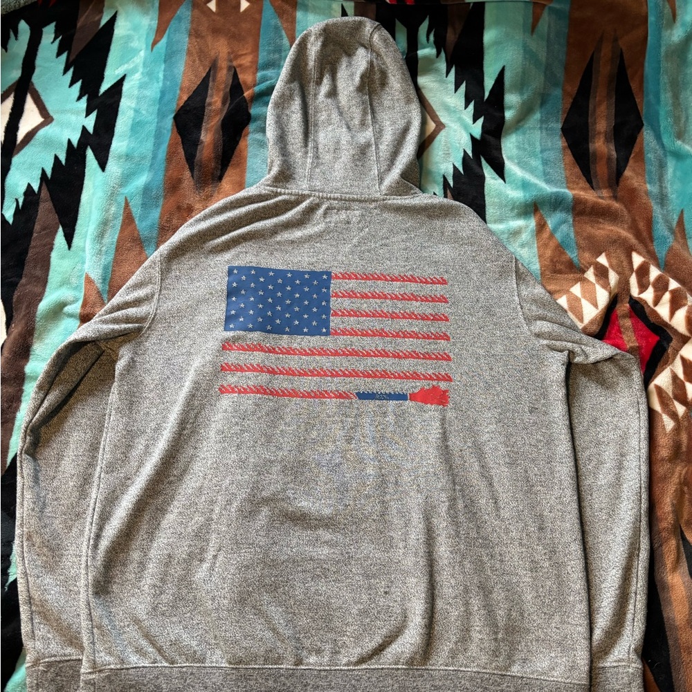 Hooey Gray Hoodie with American Flag Design
